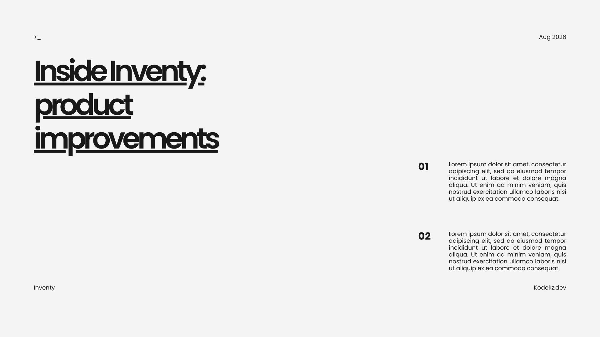 Inside Inventy: product improvements